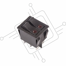 Выключатель клавишный 250V 15А (6с) ON-OFF черный  с подсветкой  ДВОЙНОЙ  REXANT