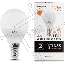 Лампа светодиодная Gauss Elementary Шар 12Вт 880лм E14 3000К