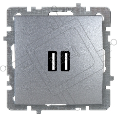 Nilson Механизм розетки USB (зарядка 2,1А, 2 порта), ТУРАН-АЛЕГРА-ТОР, metallic, серебро (24130481)