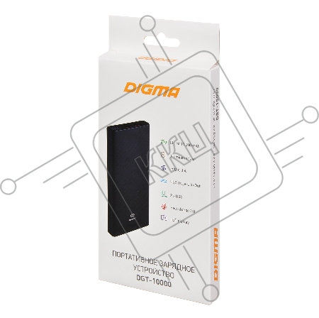 Мобильный аккумулятор Digma Power Delivery DGT-10000 Li-Pol 10000mAh 3A синий 2xUSB