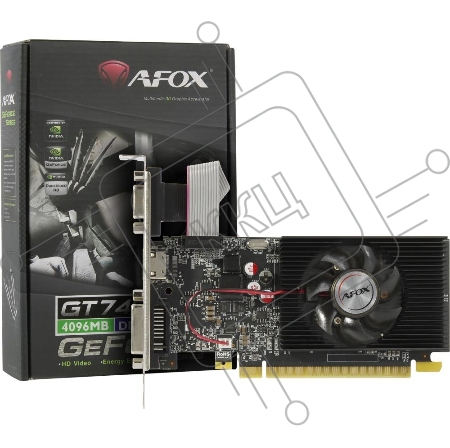 Видеокарта AFOX GeForce GT 740 Low Profile 4GB (AF740-4096D3L3) 128Bit DVI HDMI VGA, Single fan