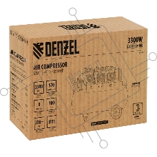 Компрессор безмаслянный малошумный DLS 3300/100, 3300 Вт,3х1100, 100 л, 570 л/мин блок упр  Denzel