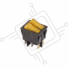 Выключатель клавишный 250V 15А (6с) ON-OFF желтый  с подсветкой  ДВОЙНОЙ  REXANT