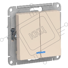 Механизм выключателя 2-кл. СП AtlasDesign 10А IP20 (сх. 5а) 10AX с подсветкой беж.