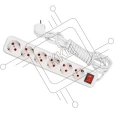 Удлинитель 6х2м с заземл. 16А IP20 с выкл. Lezard 720-0602-602