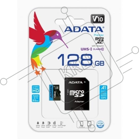 Флеш карта ADATA MICRO SDXC 128GB W/AD. AUSDX128GUICL10A1-RA1
