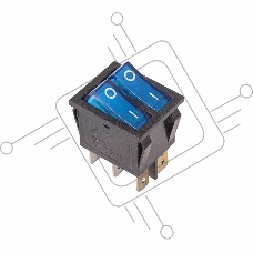 Выключатель клавишный 250V 15А (6с) ON-OFF синий  с подсветкой  ДВОЙНОЙ  REXANT