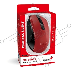 Мышь беспроводная Genius NX-8008S красный, 1200 dpi, радиоканал, USB, кнопки - 3