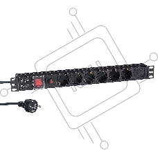 Блок розеток горизонтальный ExeGate ServerPro PDU-19H606 Al-6S-EU2-SW-O, 19