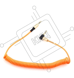 Кабель аудио 90˚ спиральный Cablexpert CCAB-02-35MMLC-1.8MO. 3.5 джек (M)/3.5 джек (M), оранжевый, 1.8м, блистер