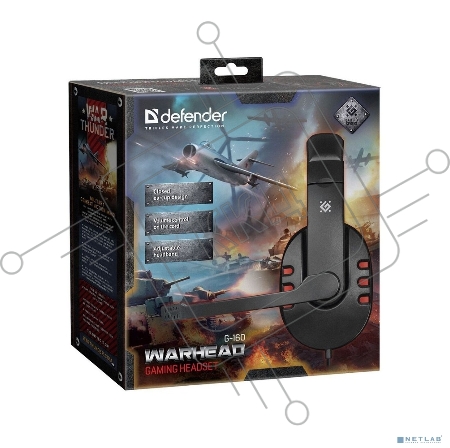 Наушники Defender Warhead G-160 черный, кабель 2,5 м