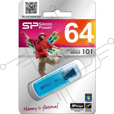 Флеш Диск Silicon Power 64Gb Helios 101 SP064GBUF2101V1B USB2.0 синий