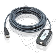 Кабель удлинитель активный(с усилителем) USB 2.0 AM/AF 5m, ATEN UE250-AT, 4 pin, опрессованный, серый