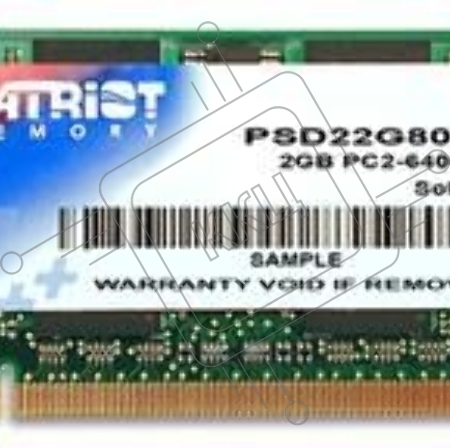Модуль памяти Patriot SO-DIMM DDR2 2Gb 800MHz Patriot PSD22G8002S RTL PC2-6400 CL6 SO-DIMM 200-pin 1.8В