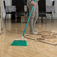 Щетка пластмасс. для подмет. пола, премиум, 23 см, c черенком, 120 см, бирюз. щетина, Home Palisad