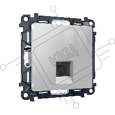 Комплект механизма компьютерной розетки ALFA Серебро глянец RJ-45(8P8C) CAT6 с шторкой QUANT (AP4120, VM188) MA412010