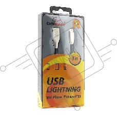 Кабель Cablexpert для Apple CC-G-APUSB01Bk-3M, AM/Lightning, серия Gold, длина 3м, черный, блистер
