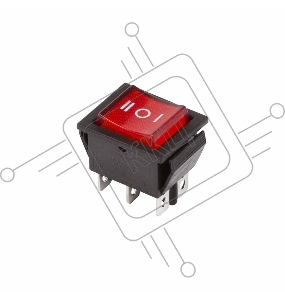 Выключатель клавишный 250V 15А (6с) ON-OFF-ON красный  с подсветкой и нейтралью  REXANT