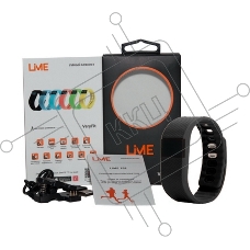 Фитнес-браслет Lime Lime 102 черный Шагомер, Подсчет калорий, Часы, Будильник, Черный ремешок (550113)