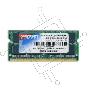 Память Patriot SL 4GB DDR3 1333MHz PC10600 SODIMM 1*4GB PSD34G13332S CL9