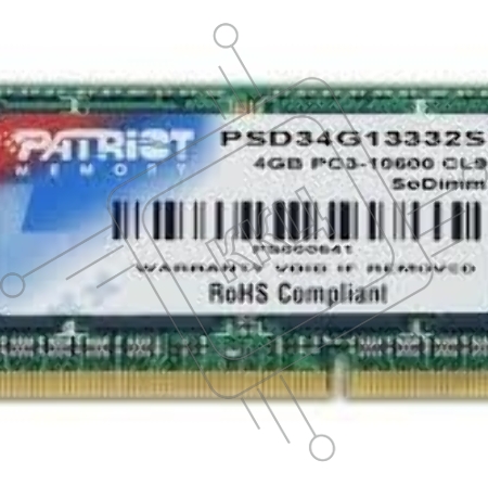 Память Patriot SL 4GB DDR3 1333MHz PC10600 SODIMM 1*4GB PSD34G13332S CL9