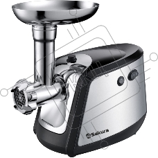 мясорубка Sakura SA-6407 Мясорубка электрическая, 1500 Вт, с функцией реверса, насадками кеббе, для приготовления сосисок и тремя дисками в комплекте. Материал корпуса: пластик. Материал лотка: металл.