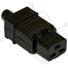 Разъемы для силового кабеля Hyperline CON-IEC320C19 Разъем IEC 60320 C19 220В 16A на кабель, контакты на винтах (плоские контакты внутри разъема), прямой
