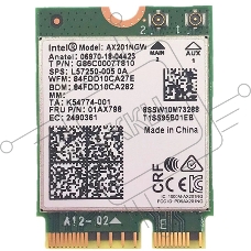 Плата сетевого контроллера Intel® Wi-Fi 6 AX201, 2230, 2x2 AX+BT, No vPro®,999TD0