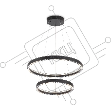 Подвесной светодиодный светильник Ambrella light FL5865/2 BK черный 45W 3000K/4200K/6400K D600/400*830 (без ПДУ)