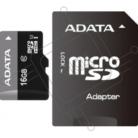 Флеш карта microSDHC 16Gb Class10 AData AUSDH16GUICL10-RA1 Ultra speed + adapter 