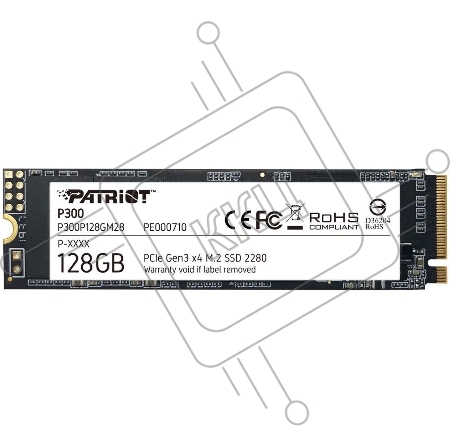 Накопитель SSD Patriot P300 128GB, M.2 2280, P300P128GM28, PCIe 3x4, NVMe, 1600/600, RET