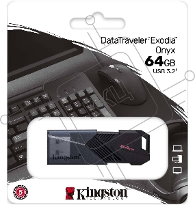 Флеш Диск Kingston 64Gb DataTraveler Exodia Onyx DTXON/64GB USB3.2 черный