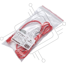 Кабель питания Cablexpert Россия PC-189-VDE-R-1.8M, C13-С14, 3x0.75мм2, 10A, с заземлением, медь, 1.8м, красный, пакет