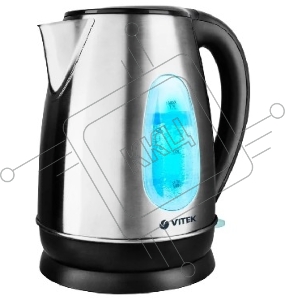 Чайник электрический VITEK VT-7039, 2200Вт, серебристый и черный