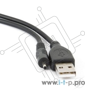 Кабель Gembird/Cablexpert CC-USB-AMP25-0.7M  AM/DC 2,5мм 5V 2A (для планшетов Android), 0.7м, экран, черный, пакет 
