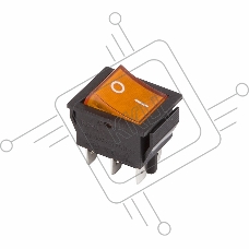 Выключатель клавишный 250V 15А (6с) ON-ON желтый  с подсветкой  REXANT