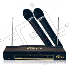 Микрофон радио Ritmix RWM-220 черный беспроводные 2 шт в комплекте