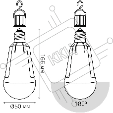 Лампа A80 12W 900lm 3000K Е27 авар. с Li-Ion аккумулятором LED