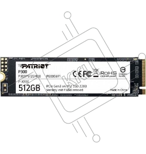 Накопитель SSD Patriot P300 512GB, M.2 2280, P300P512GM28, PCIe 3x4, NVMe, 1700/1200, RET