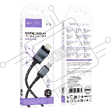 Кабель USB2.0 Hoco Type-C/Lightning, 2.4А, 27Вт,с дисплеем, X118, 1м, черный, коробка
