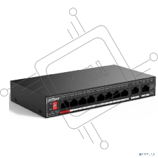 Коммутатор гигабитный 10-портовый неуправляемый c PoE Dahua DH-SG1010P, 8xRJ45 1Gb PoE, 2xRJ45 1Gb uplink, суммарно 96Вт, коммутация 20 Гбит/с, MAC-таблица 4K, металл