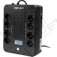 Источник бесперебойного питания SMARTWATT UPS SAFE PRO LCD 800 черный 800/480 ВА/Вт, напольный/настенный, линейно-интерактивный, LCD дисплей, Shuko CEE7/4 - 8 шт. (4 шт. с резервным питанием, 4 шт. - сетевой фильтр)