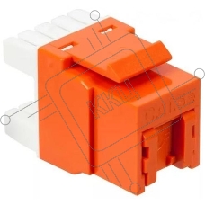 Модуль Keystone, RJ45, кат.5E, UTP, 180 градусов, со встроенной шторкой, оранжевый