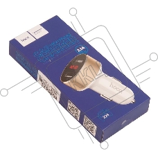 Автомобильное зарядное устройство HOCO z26 high praise dual port car charger with digital display, белый