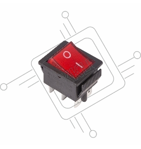 Выключатель клавишный 250V 15А (6с) ON-ON красный  с подсветкой  REXANT