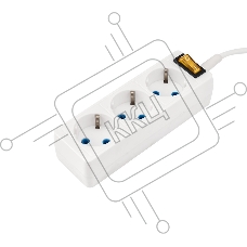 Удлинитель PROconnect 3 гнезда, 3 м, 3х0.75 мм², с/з, с кнопкой, белый