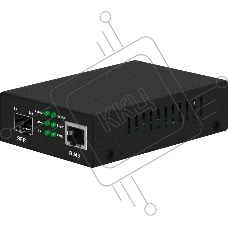 Медиаконвертер Gigabit Ethernet, SFP 1000Мбит/c, RJ45 10/100/1000Мбит/c, поддержка LFP. Металлический корпус. БП DC12V(1A) в комплекте. Размеры (ШхВхГ): 70x25x95мм. Вес: 0,2кг. Рабочая температура: -10…+55°С. Совместим с шасси NS-MCB-14.