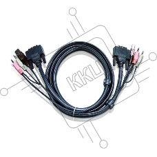 Кабель KVM USB(тип А Male)+DVI-D(Male)2хАудио(Male) (-) USB(тип B Male)+DVI-D(Male)+2хАудио(Male) 3м., черный. CABLE DVI/USB B/MC.SP-DVI/USB A 3M