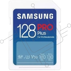 Флеш карта SDXC 128GB Samsung PRO Plus Class 10, A2, V30, UHS-I (U3), W 130 МБ/с, R 180 МБ/с, <MB-SD128S/EU>