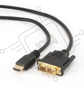 Кабель HDMI-DVI Cablexpert CC-HDMI-DVI-15, 19M/19M, single link, медь, позол.разъемы, экран, 4.5м, черный, пакет